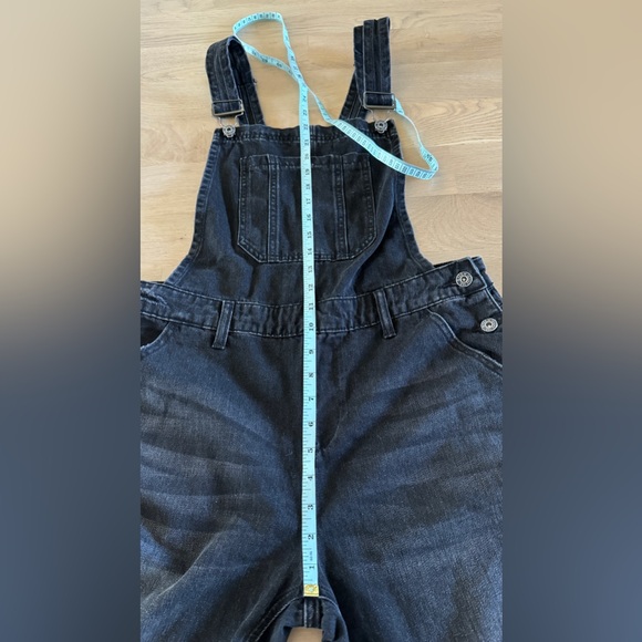 Risen jean relaxed Fit Distressed knee Overall Jeans black size medium - Picture 8 of 13